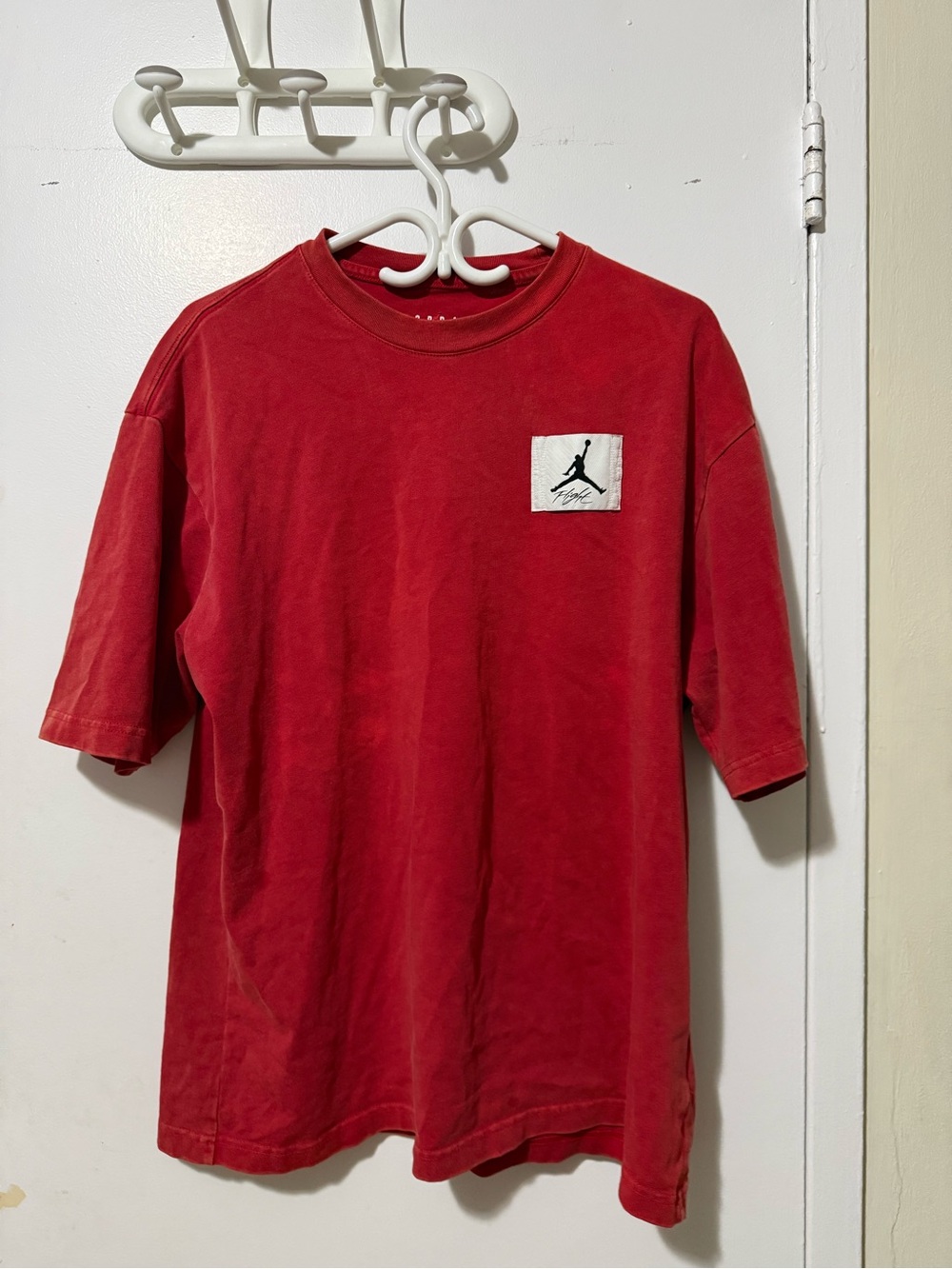 Jordan Red Crewneck Tee with Subtle Logo Print